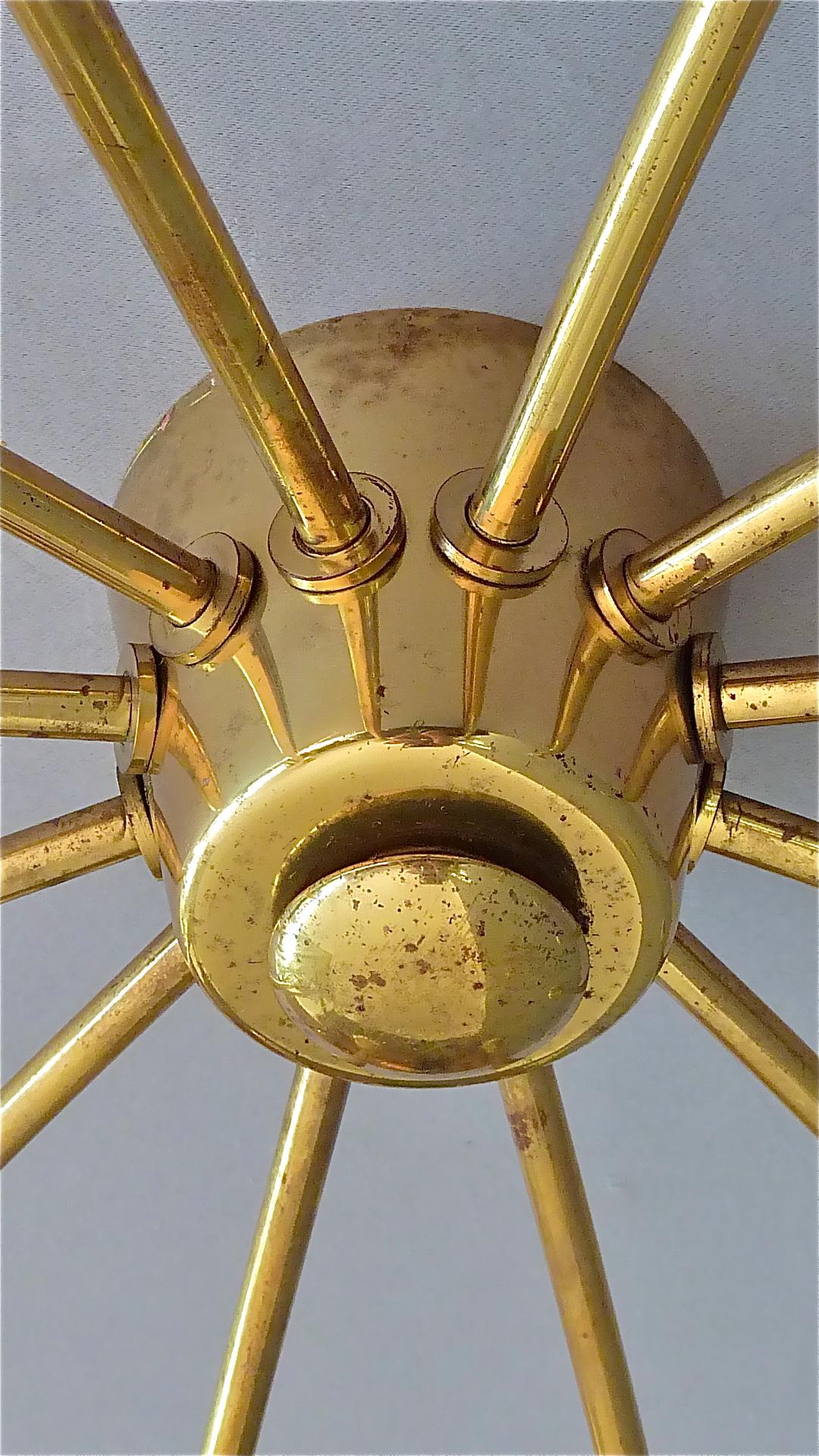 Large Midcentury Sputnik Flushmount Brass Ceiling Lamp Kaiser Kalmar Stilnovo 5