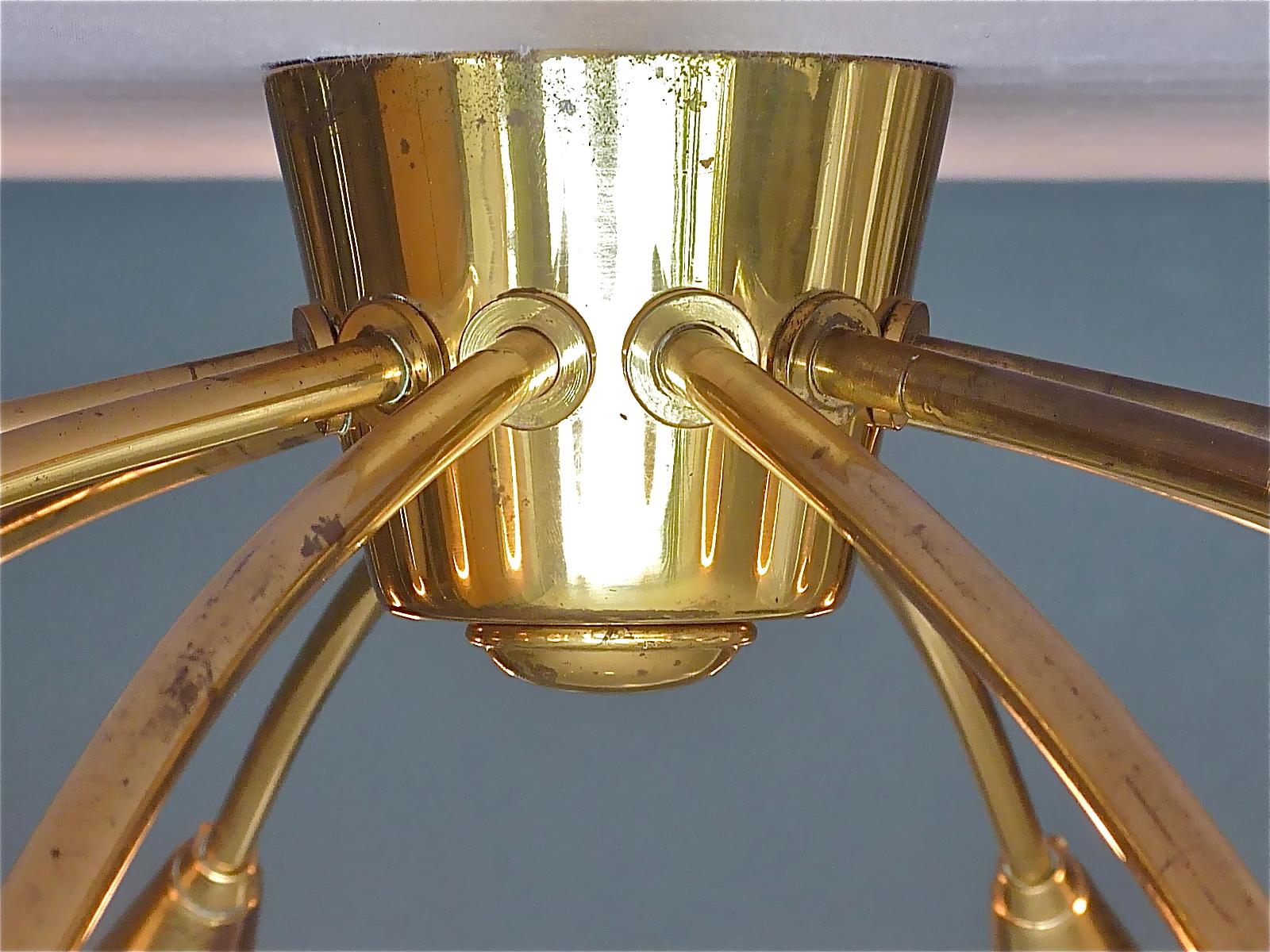 Large Midcentury Sputnik Flush Mount Brass Ceiling Lamp Kaiser Kalmar Stilnovo For Sale 7