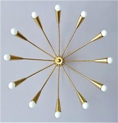 Large Midcentury Sputnik Flush Mount Brass Ceiling Lamp Kaiser Kalmar Stilnovo