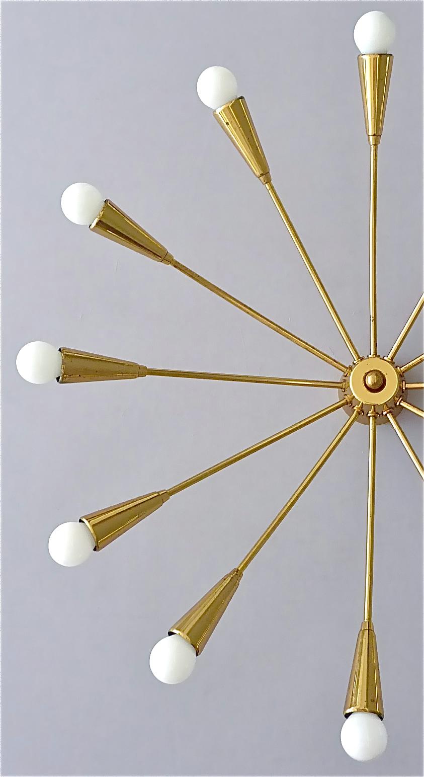 Mid-Century Modern Large Midcentury Sputnik Flush Mount Brass Ceiling Lamp Kaiser Kalmar Stilnovo