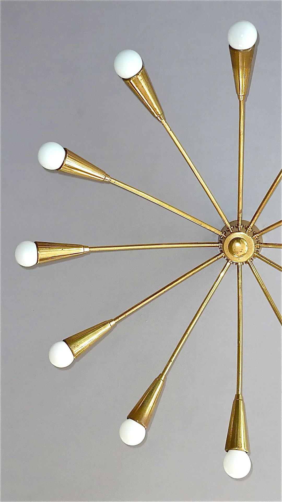 Mid-Century Modern Large Midcentury Sputnik Flushmount Brass Ceiling Lamp Kaiser Kalmar Stilnovo