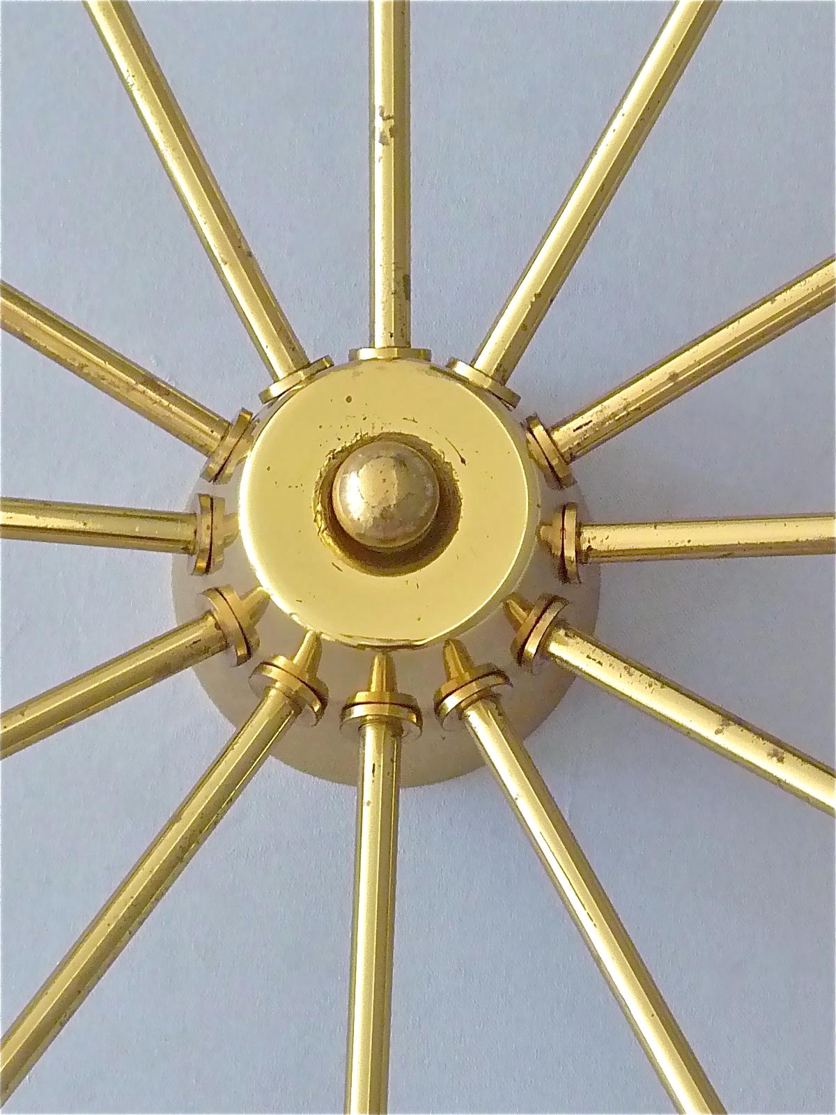 German Large Midcentury Sputnik Flush Mount Brass Ceiling Lamp Kaiser Kalmar Stilnovo