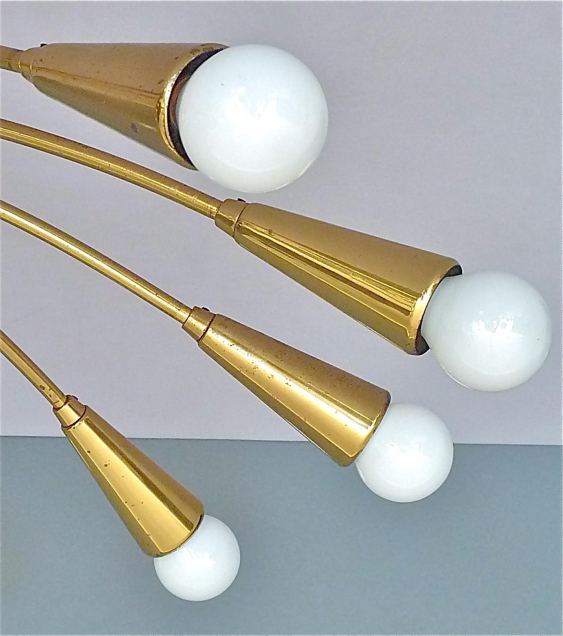 Large Midcentury Sputnik Flush Mount Brass Ceiling Lamp Kaiser Kalmar Stilnovo 1