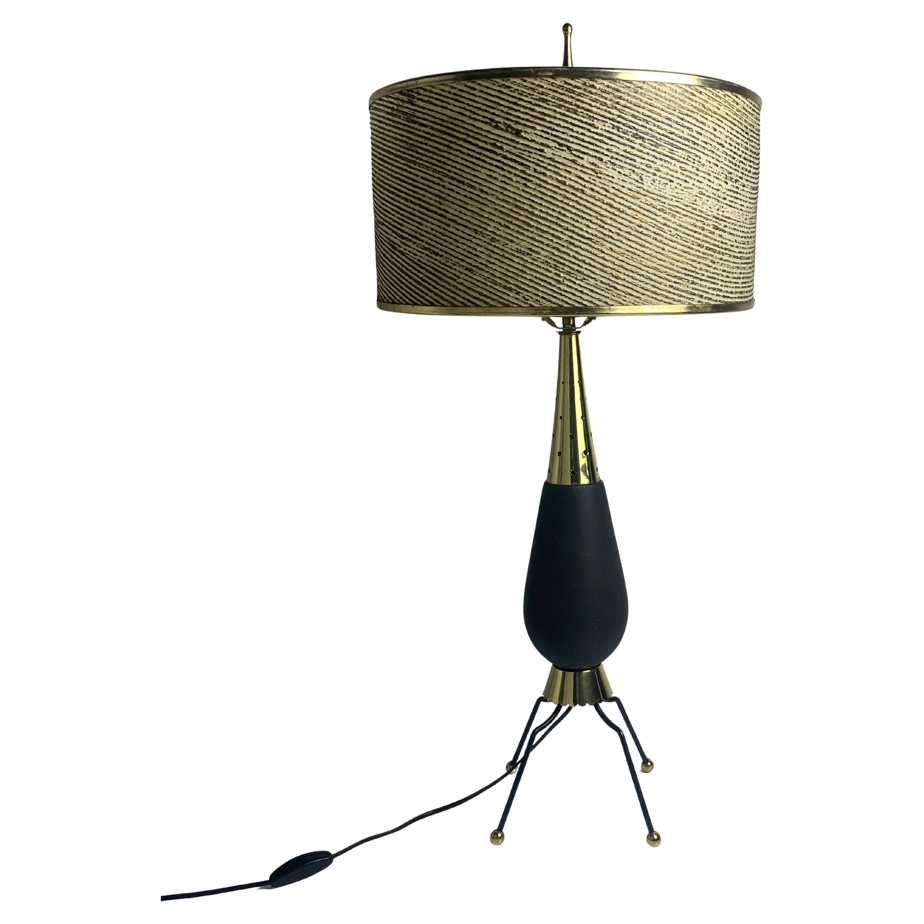 Large midcentury Sputnik Stilnovo style brass table lamp, US 1950s