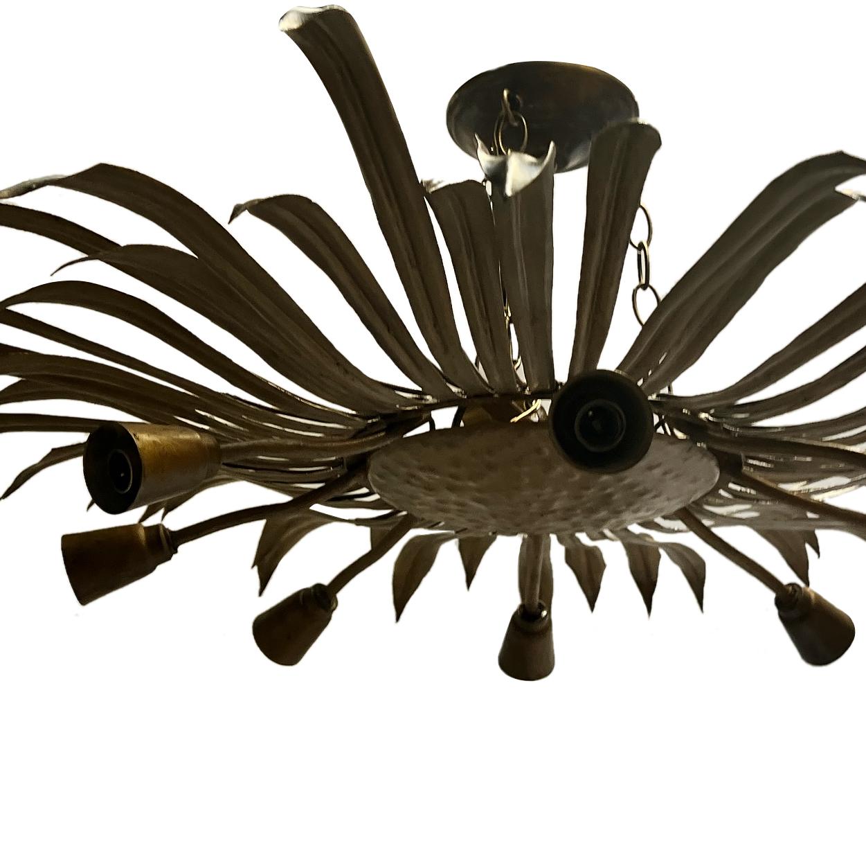 French Large Midcentury Sunburst Fixture For Sale