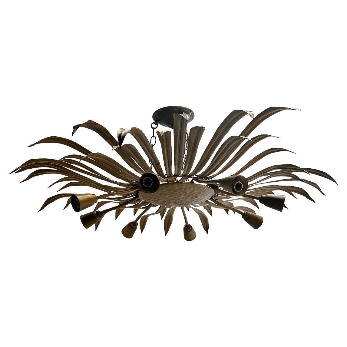 Large Midcentury Sunburst Fixture For Sale
