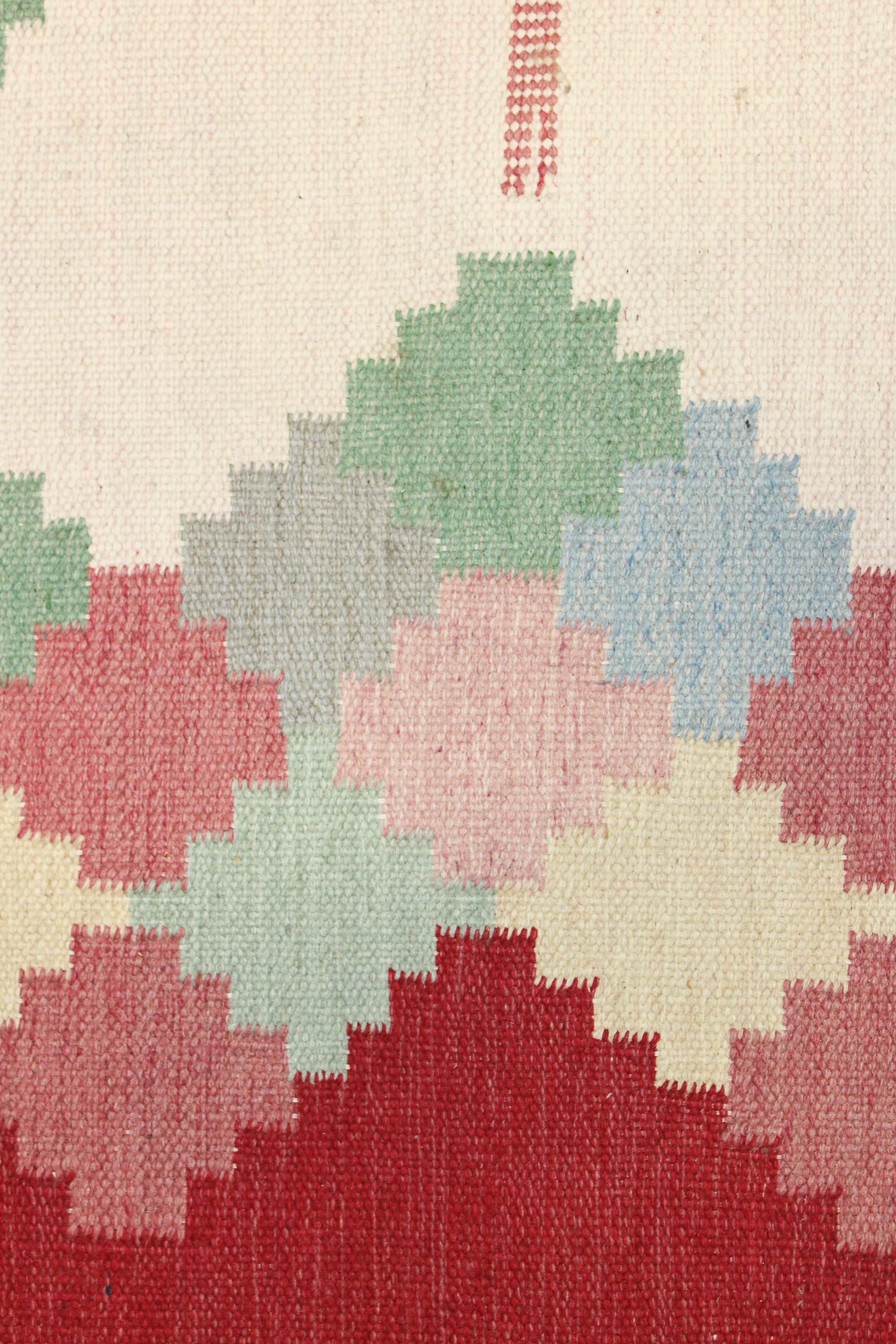 Large Midcentury Swedish Flat Weave Carpet, 1950s For Sale 1