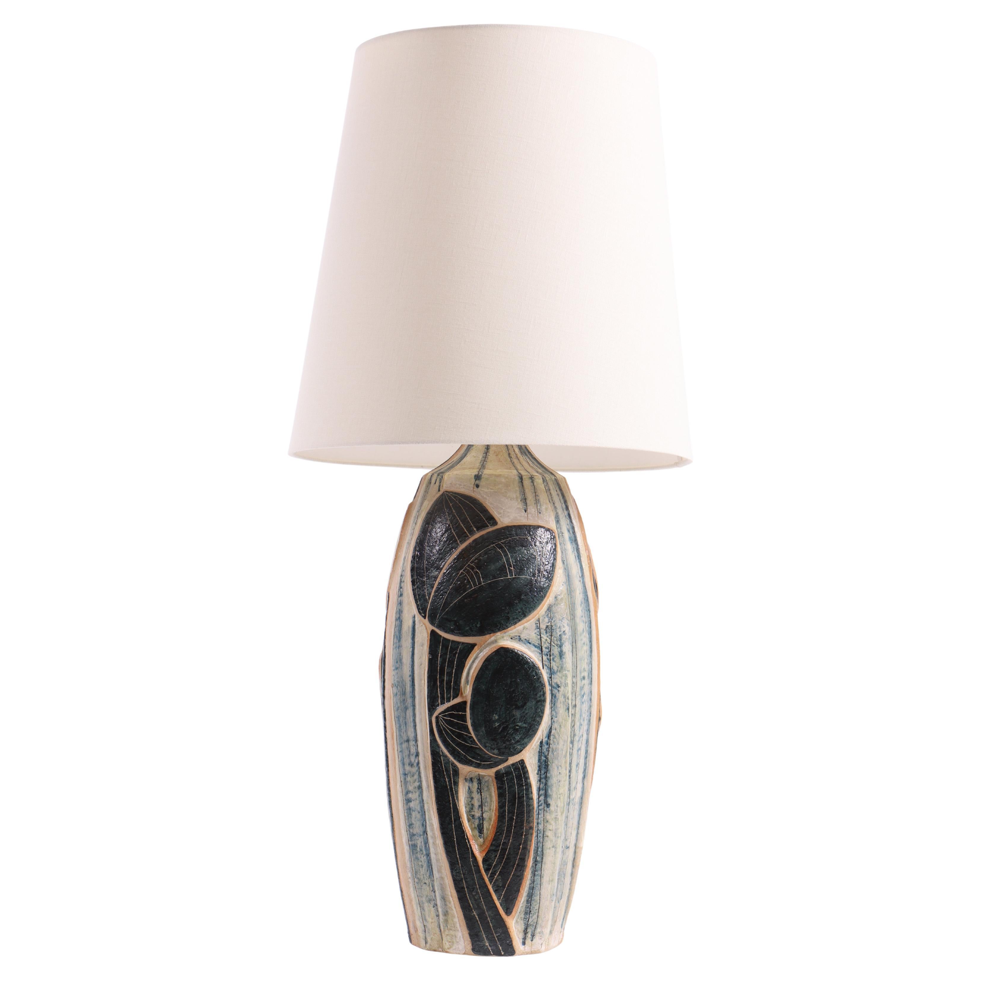 Large Midcentury Table Lamp in Ceramic by Noomi Backhausen, Denmark 1960s For Sale