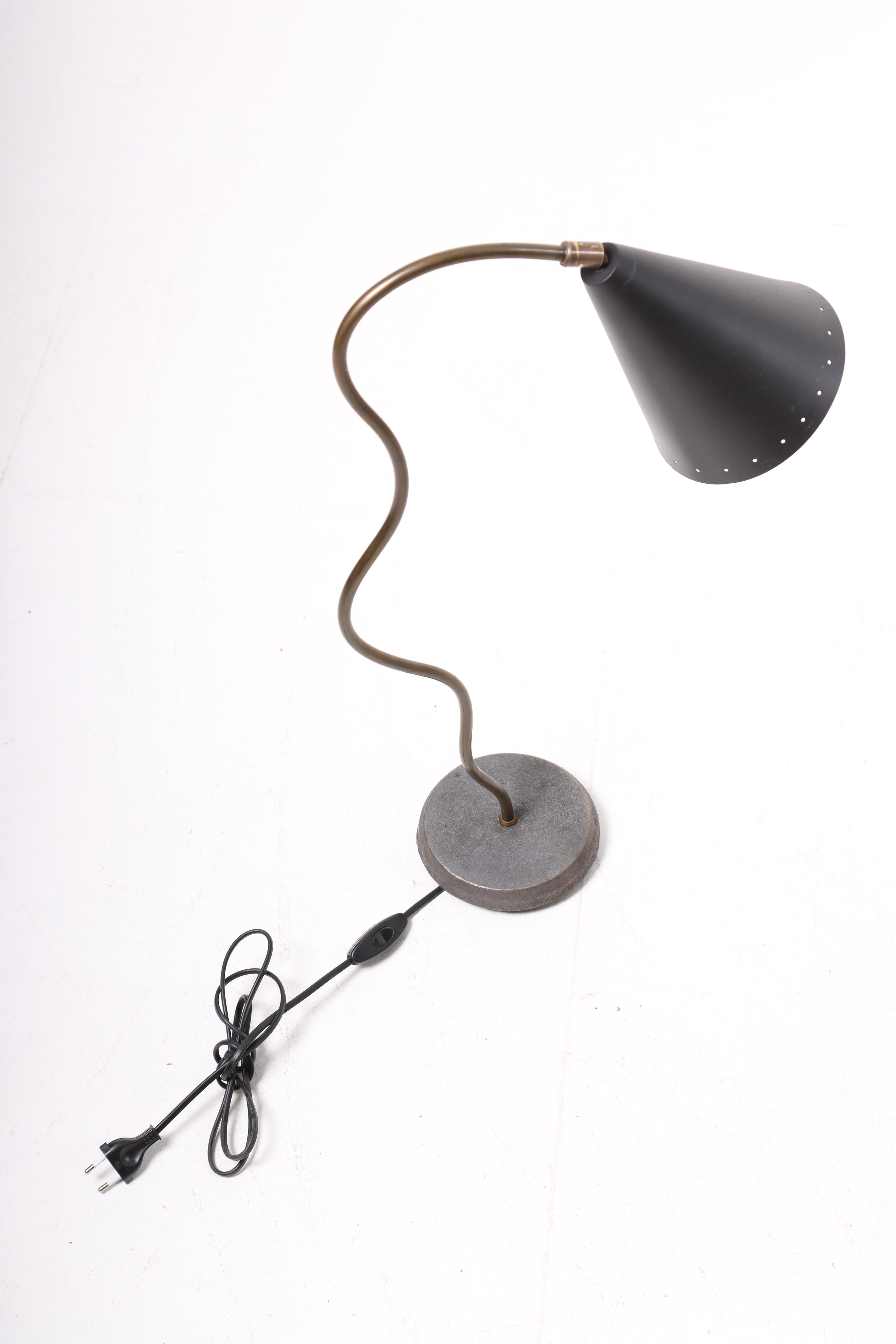 Danish Large Midcentury Table Lamp, Made in Denmark, 1950s For Sale
