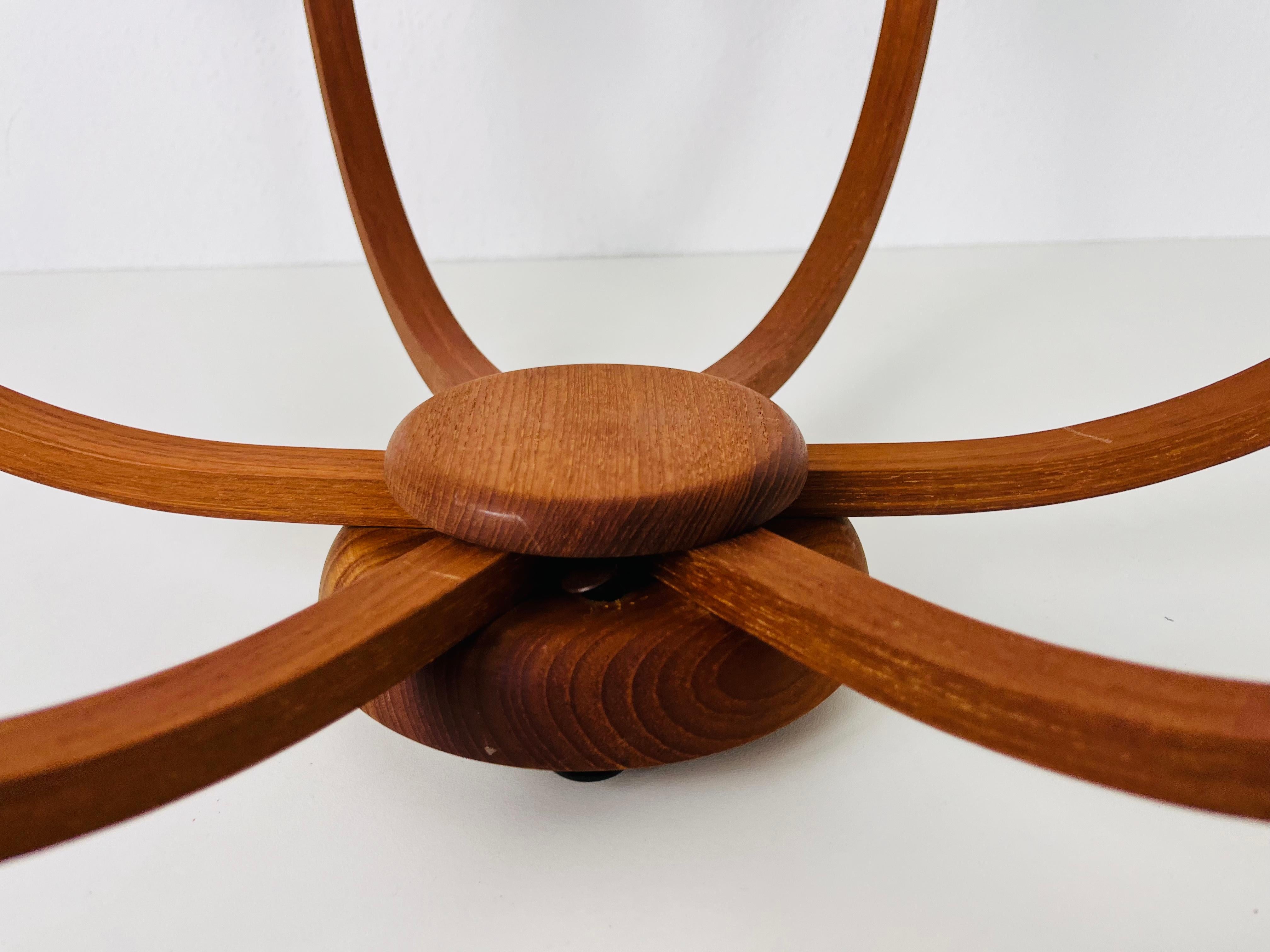 Mid-20th Century Large Midcentury Teak Pendant Lamp with 5 Arms by Domus, 1960s