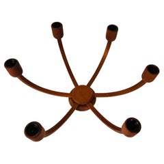 Large Midcentury Teak Pendant Lamp with 5 Arms by Domus, 1960s