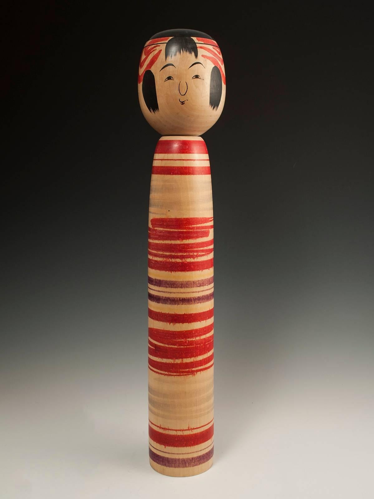 Large Midcentury Traditional Kokeshi Doll from Tsuchiyu, Japan In Excellent Condition In Point Richmond, CA