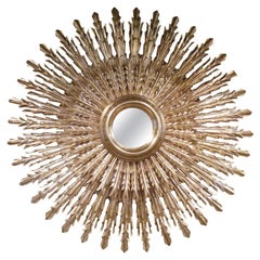 Large Midcentury Two Layered Gild-Wood Sunburst Mirror