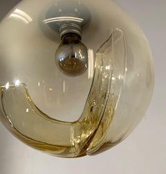 Good Size Midcentury Venetian Mazzega Murano Globe Glass Pendant / Light Fixture