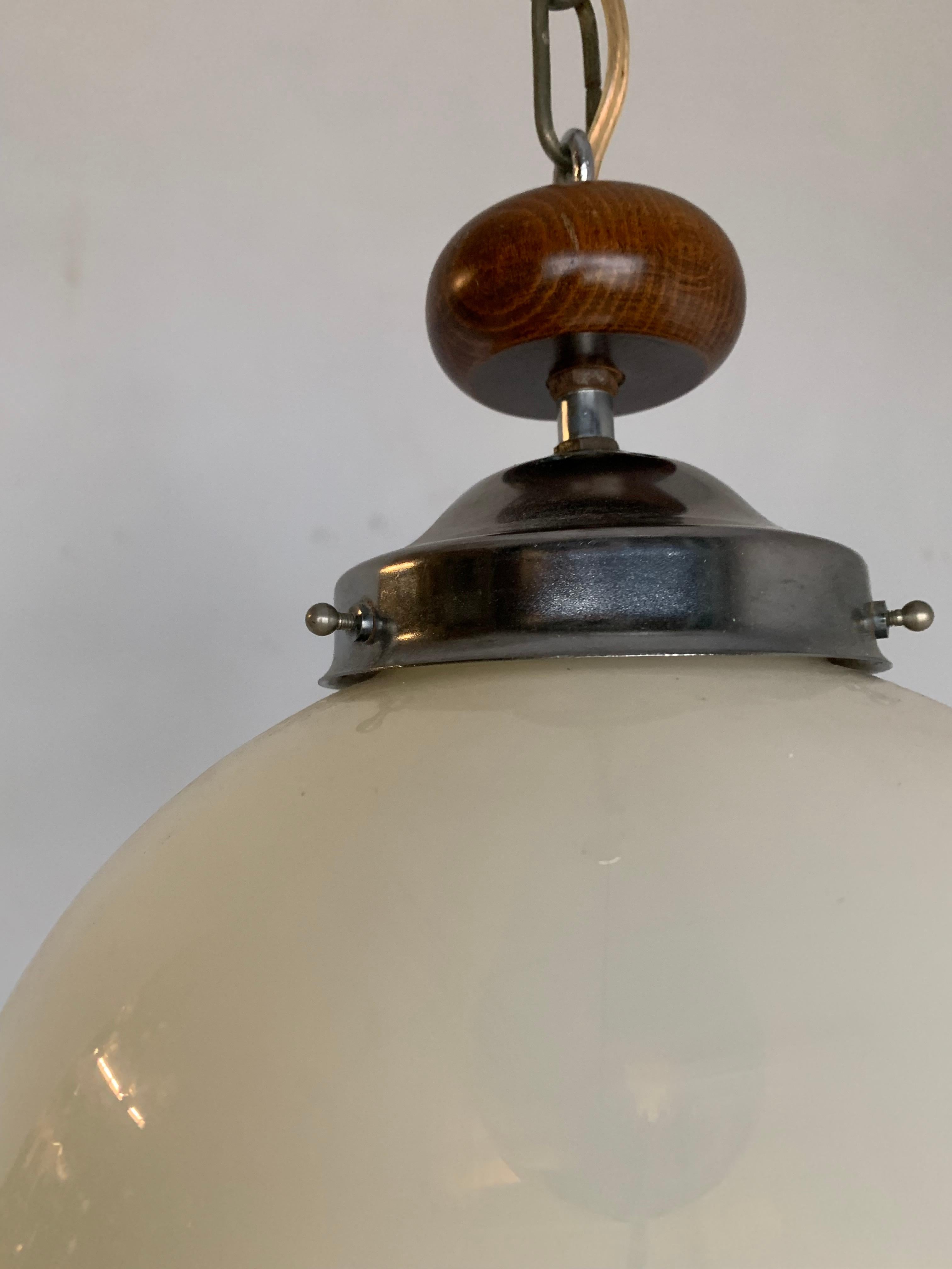 20th Century Good Size Midcentury Venetian Mazzega Murano Globe Glass Pendant / Light Fixture