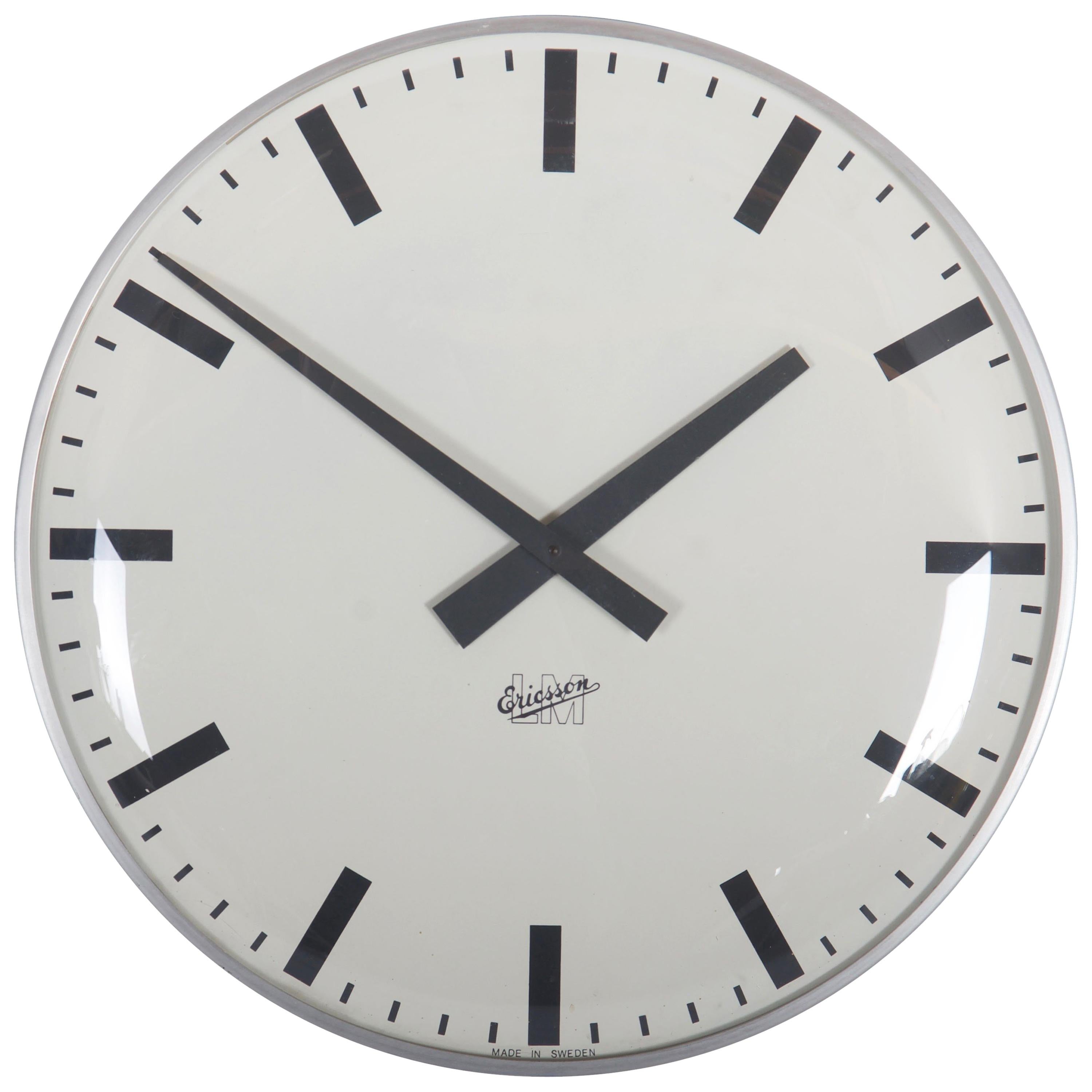 Large Midcentury Wall Clock by LM Ericsson