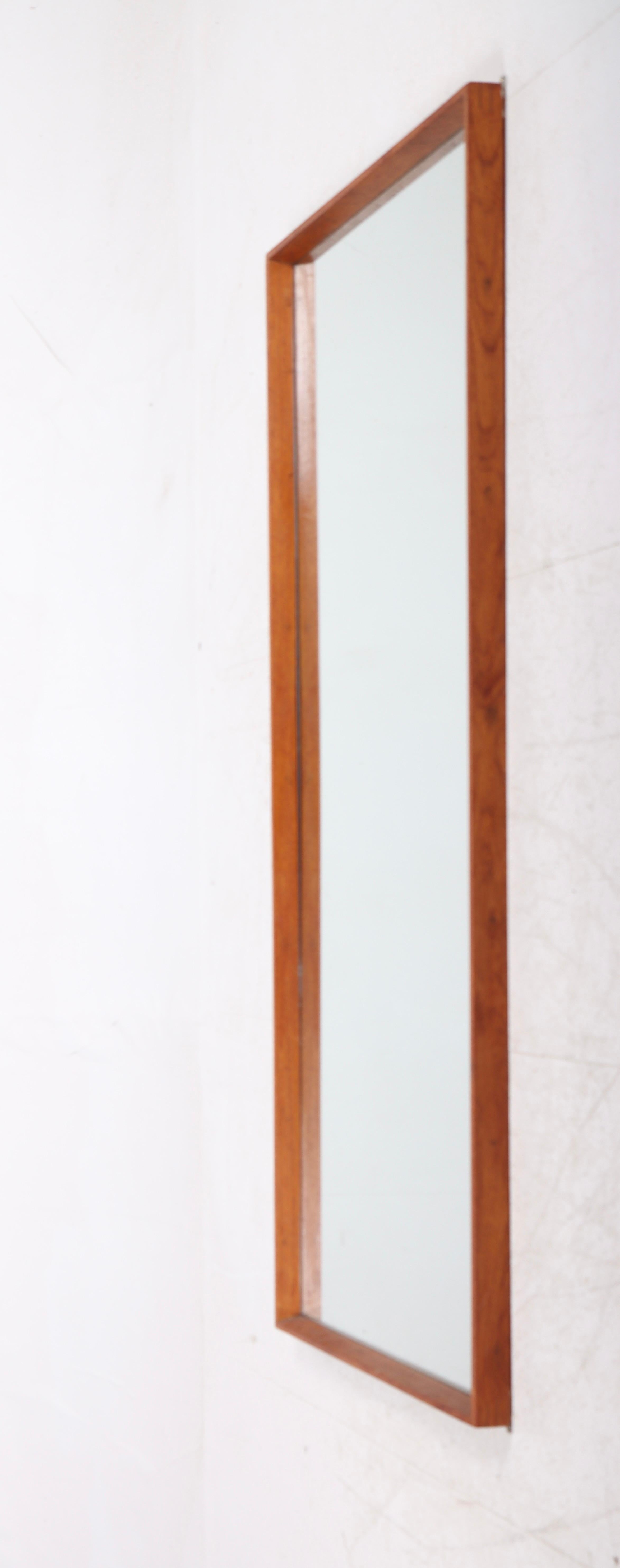 Scandinavian Modern Large Midcentury Wall Mirror in Teak, Made in Sweden, 1950s For Sale