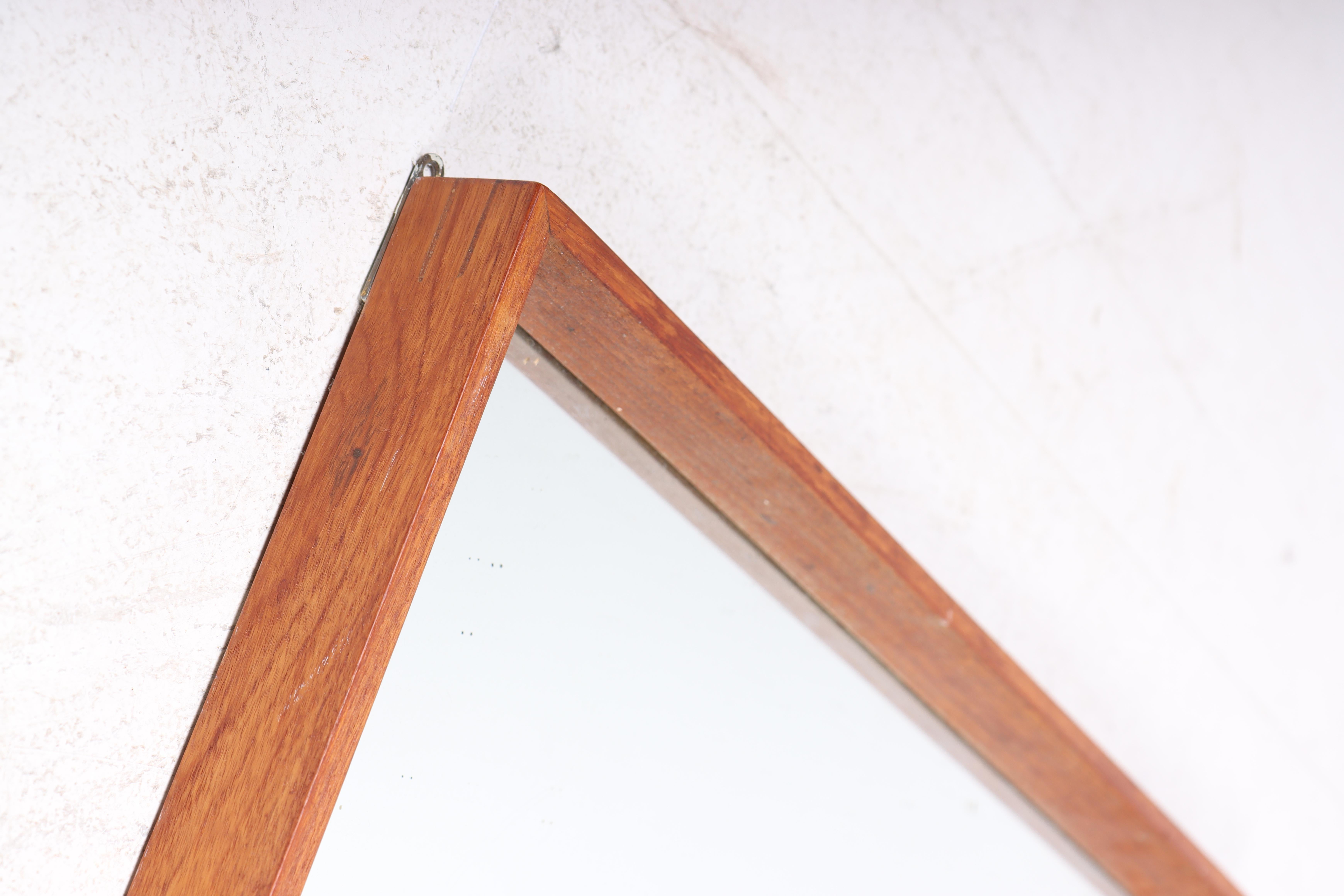 Swedish Large Midcentury Wall Mirror in Teak, Made in Sweden, 1950s For Sale