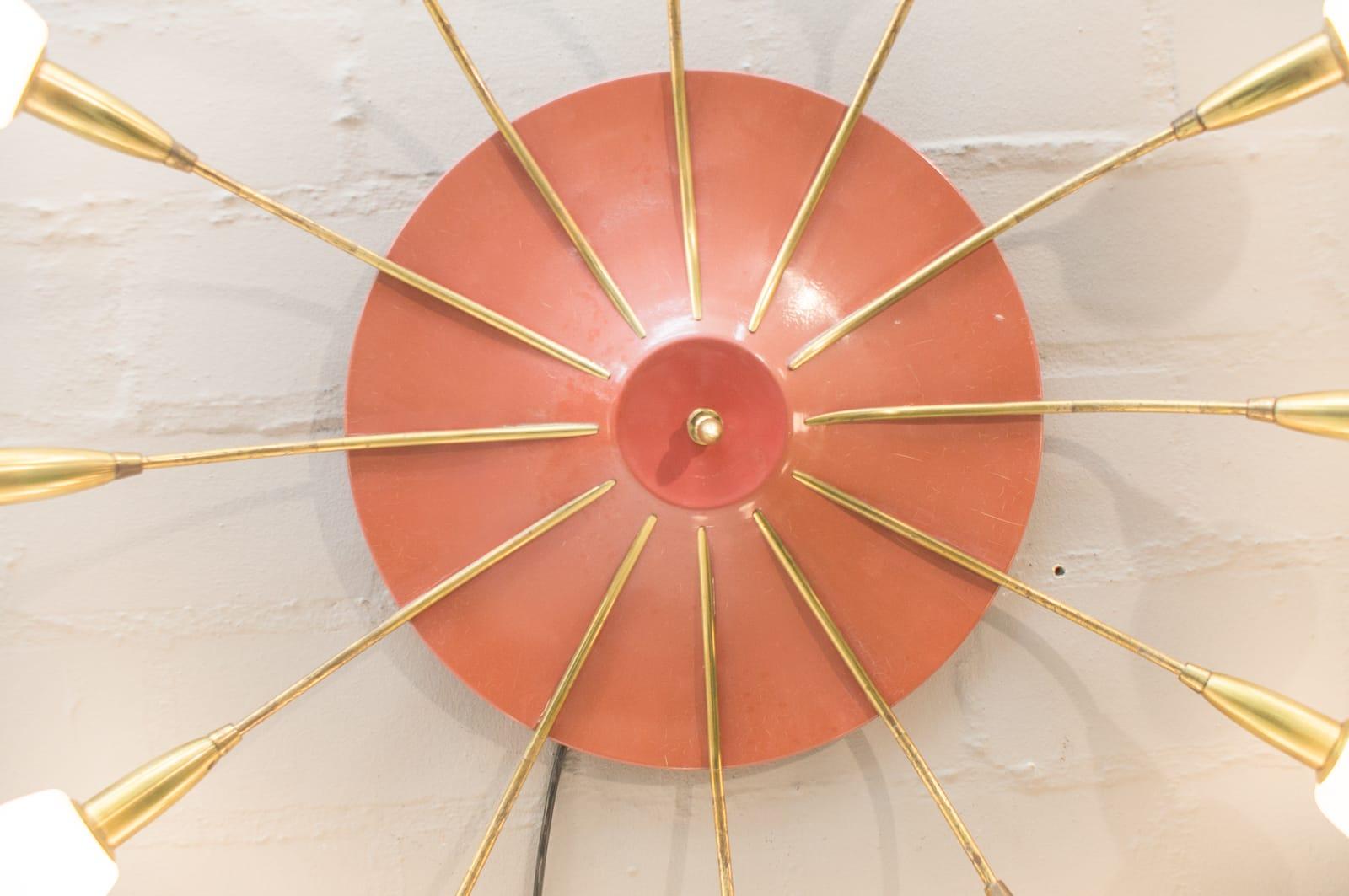 Large Midcentury Wall or Ceiling Sputnik Lamp with 12 Arms, 1950s For Sale 1