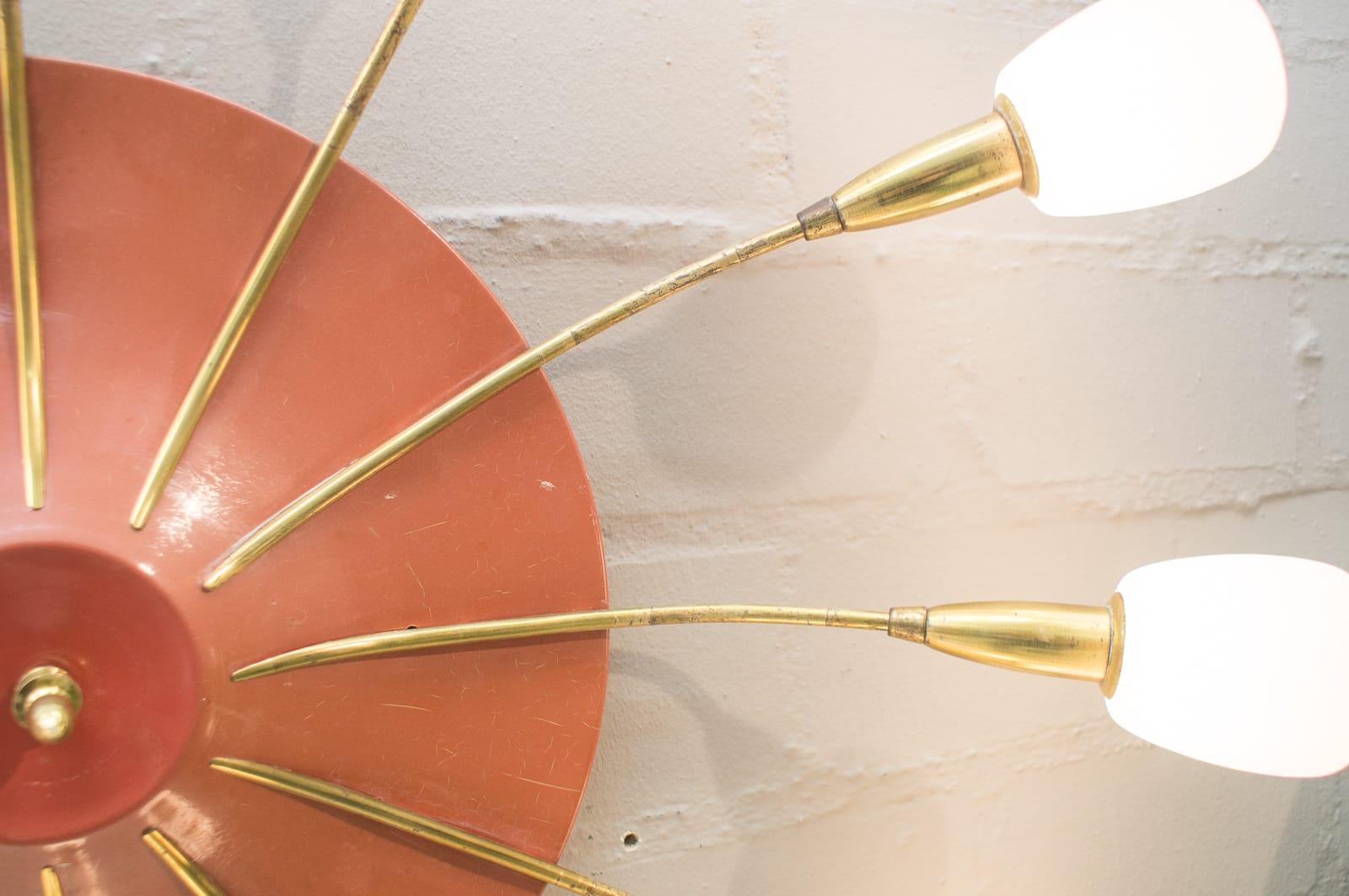 Large Midcentury Wall or Ceiling Sputnik Lamp with 12 Arms, 1950s For Sale 3
