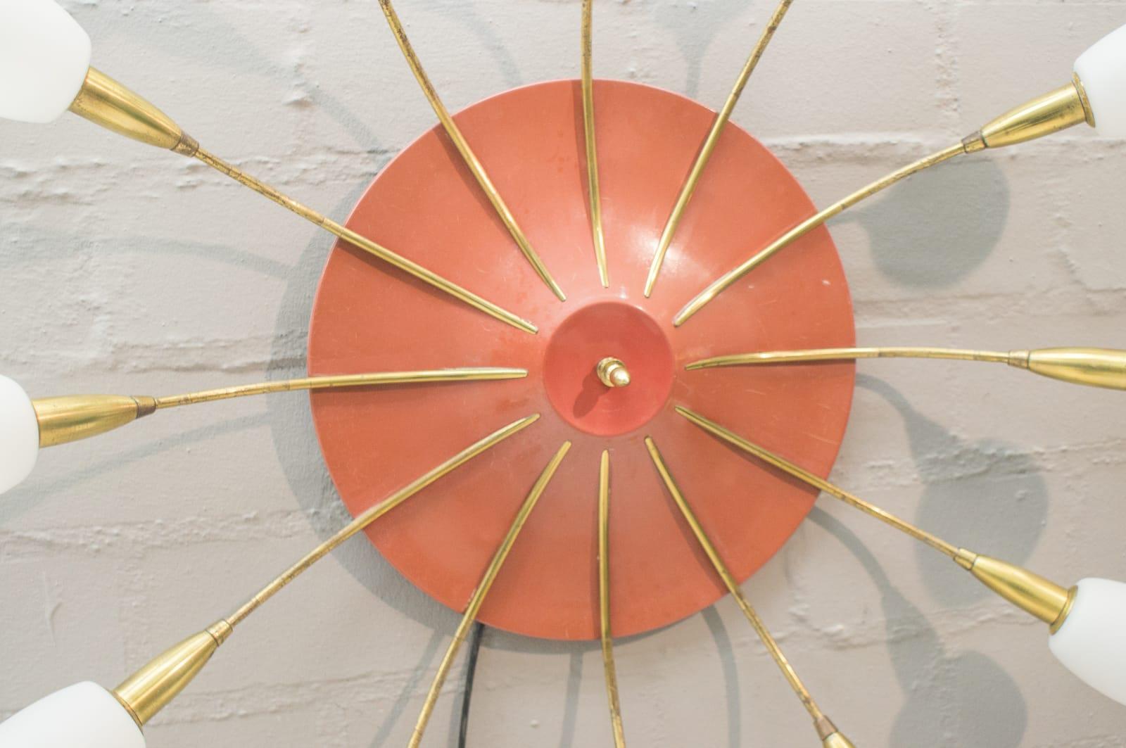 Large Midcentury Wall or Ceiling Sputnik Lamp with 12 Arms, 1950s For Sale 4