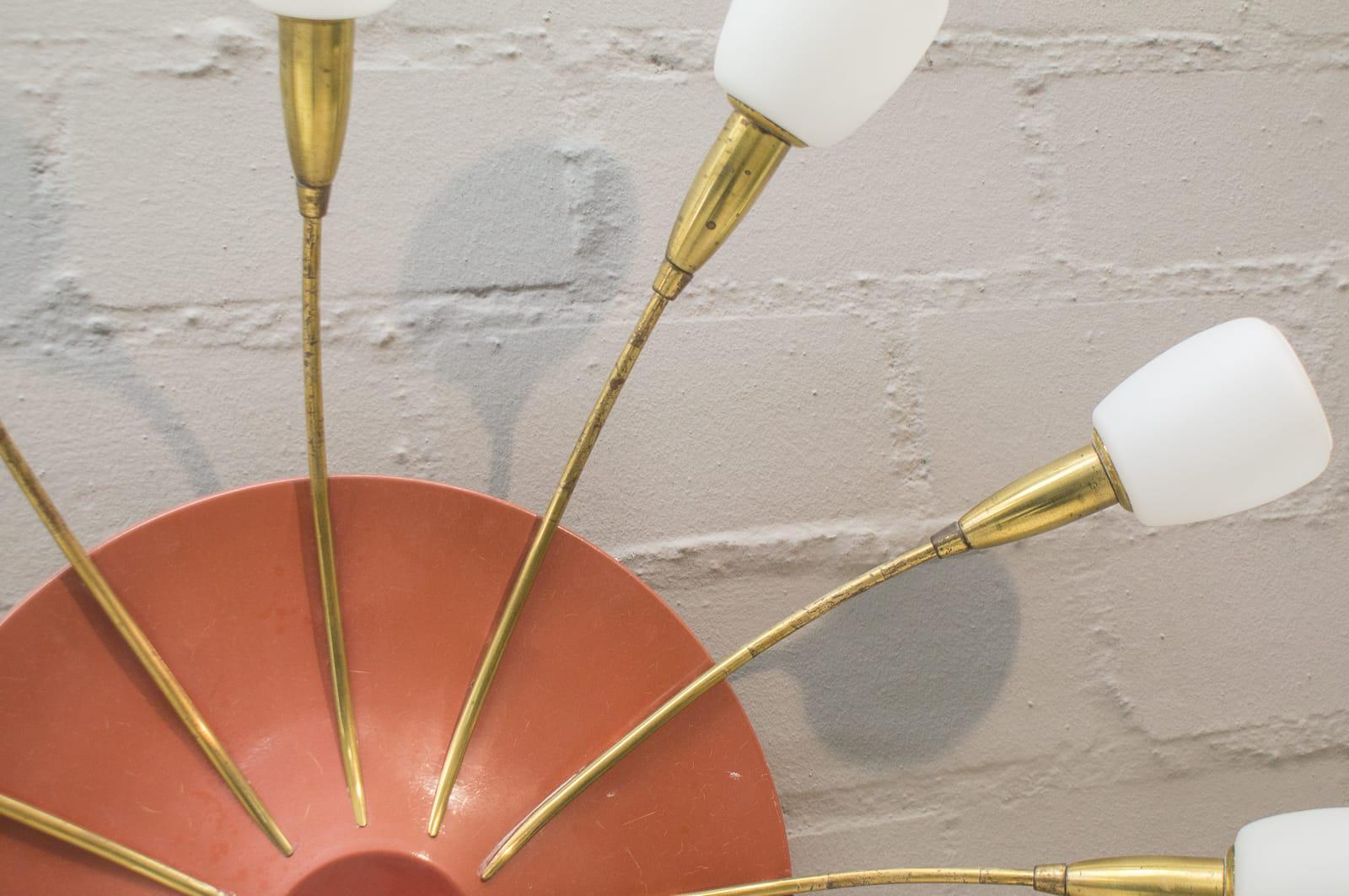Large Midcentury Wall or Ceiling Sputnik Lamp with 12 Arms, 1950s For Sale 5