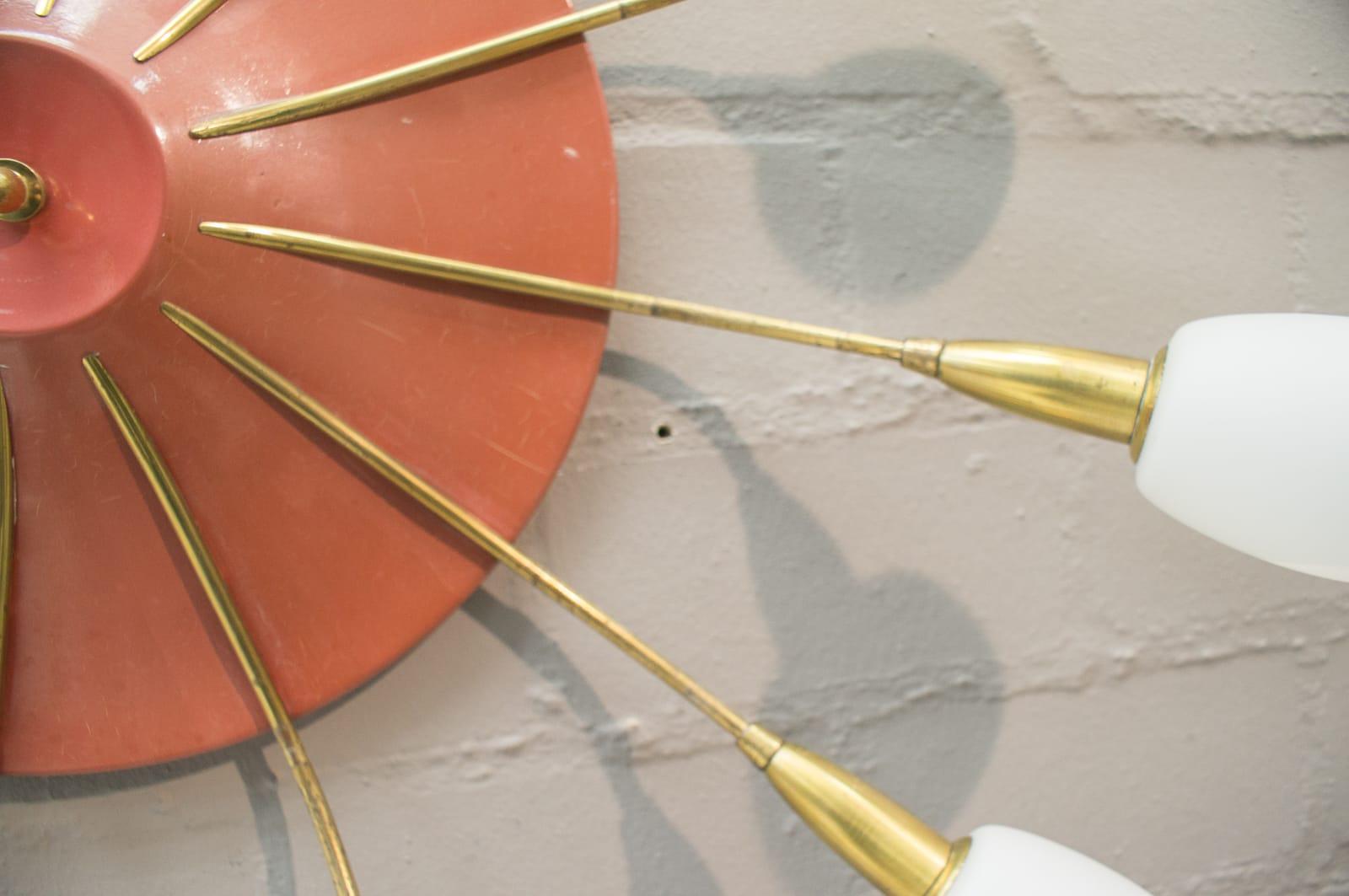 Large Midcentury Wall or Ceiling Sputnik Lamp with 12 Arms, 1950s For Sale 8