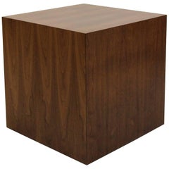 Large Midcentury Walnut Cube Table Pedestal by Dunbar