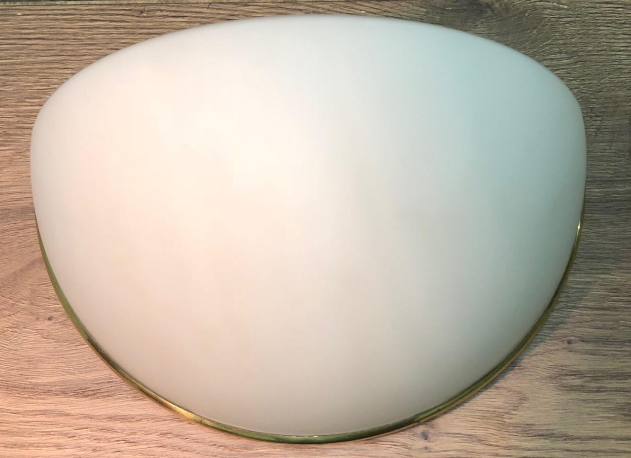 Large mid - century oval wall light by Glashütte Limburg, Germany, 1970s-1980s.
White glass shade and gilt brass frame.
Excellent condition.