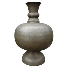 Antique Large Middle Eastern Arabesque Style Etched Brass Urn