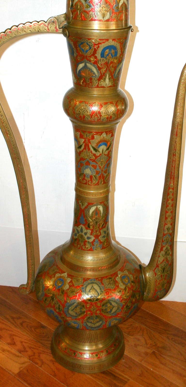 Etched Large Middle-Eastern Ewer Floor Lamp For Sale