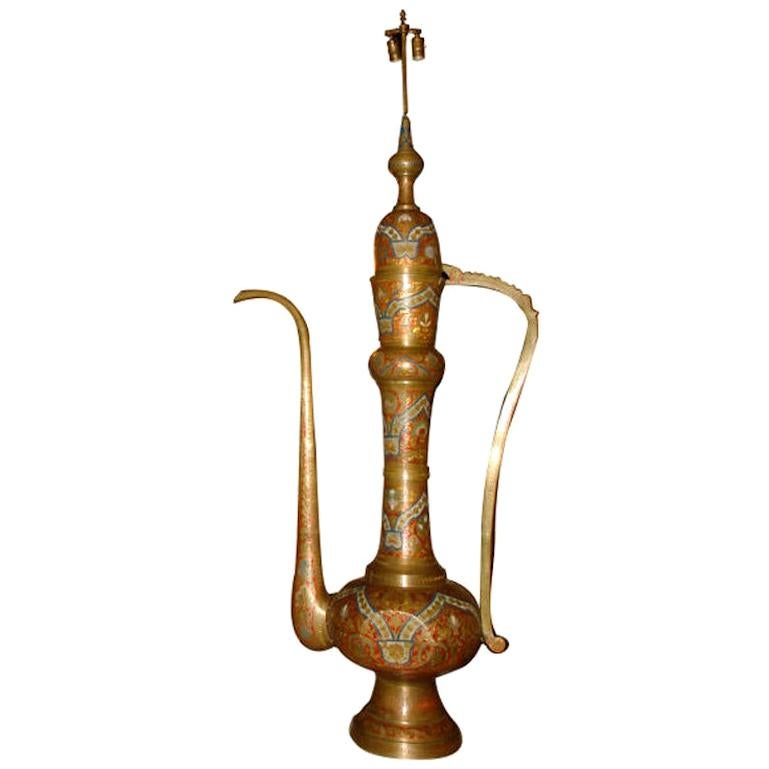 Large Middle-Eastern Ewer Floor Lamp For Sale