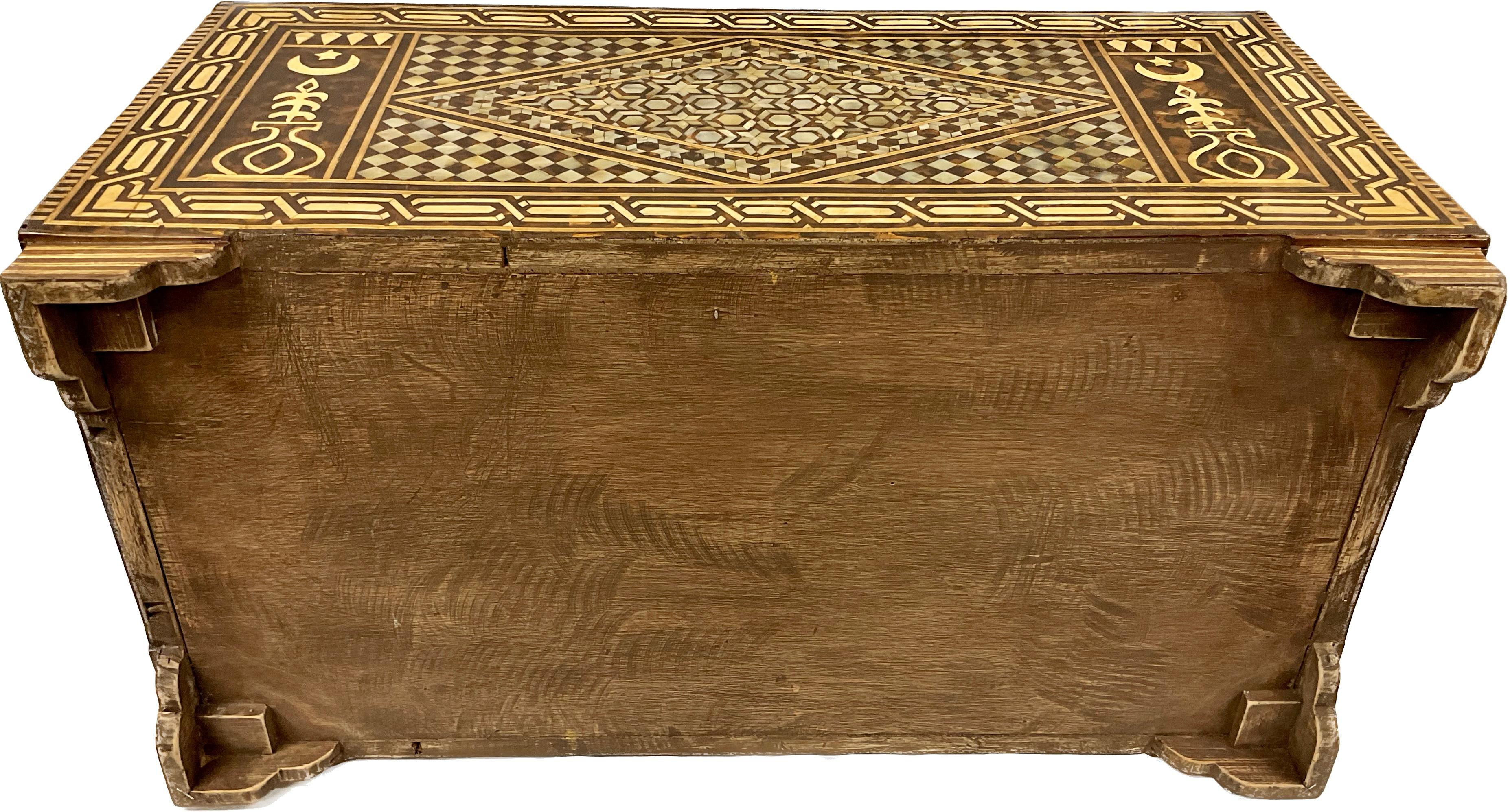 20th Century Large Middle Eastern Moorish Turkish Mother-of-pearl Inlaid Chest For Sale
