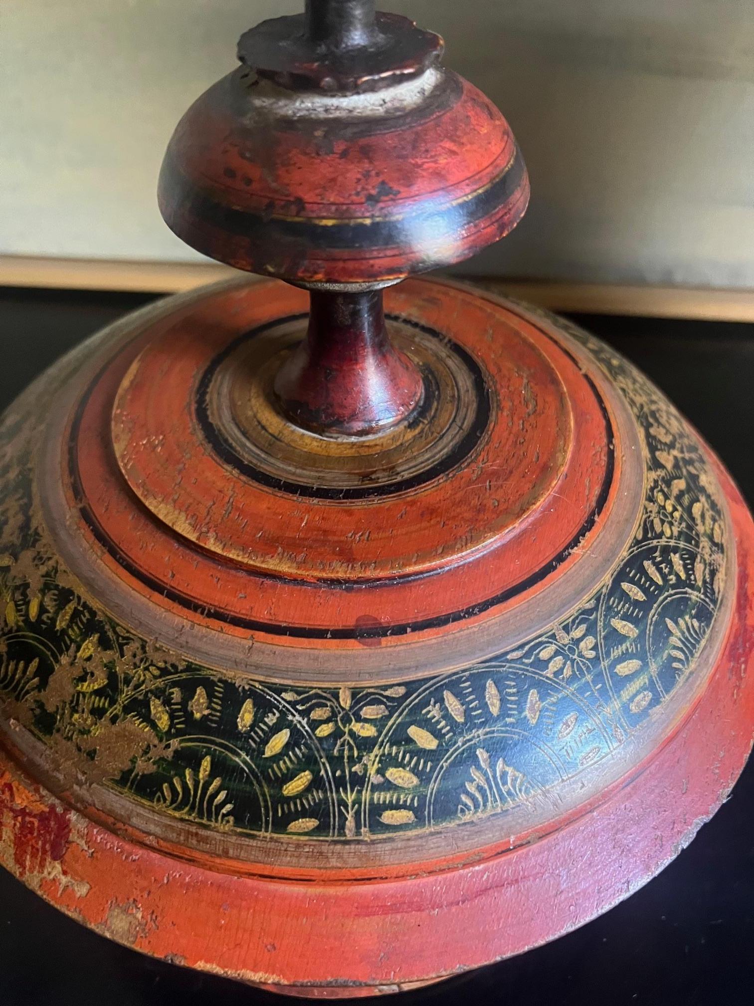 Wood Large Middle Eastern Round Lidded Spice Box, c. 1900 For Sale