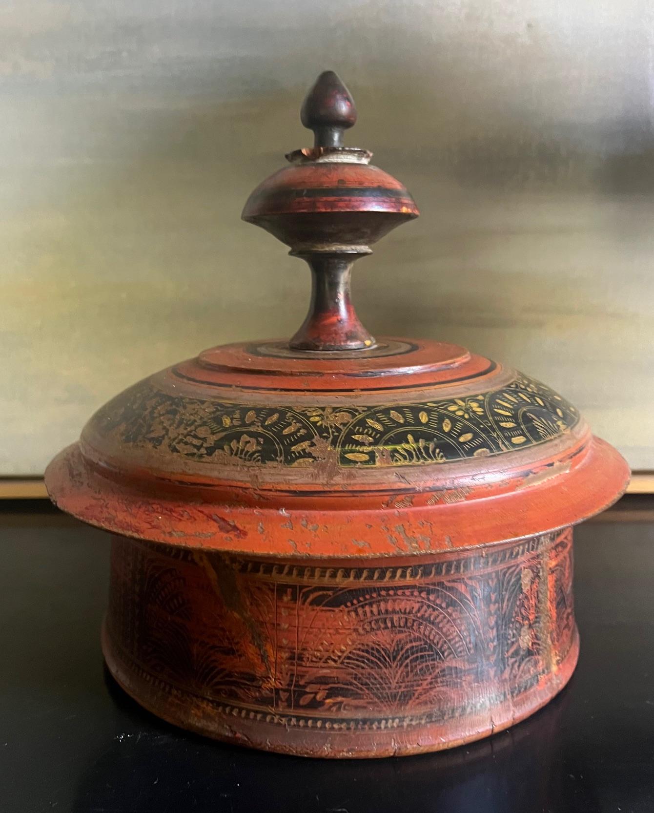 Large Middle Eastern Round Lidded Spice Box, c. 1900 For Sale 1