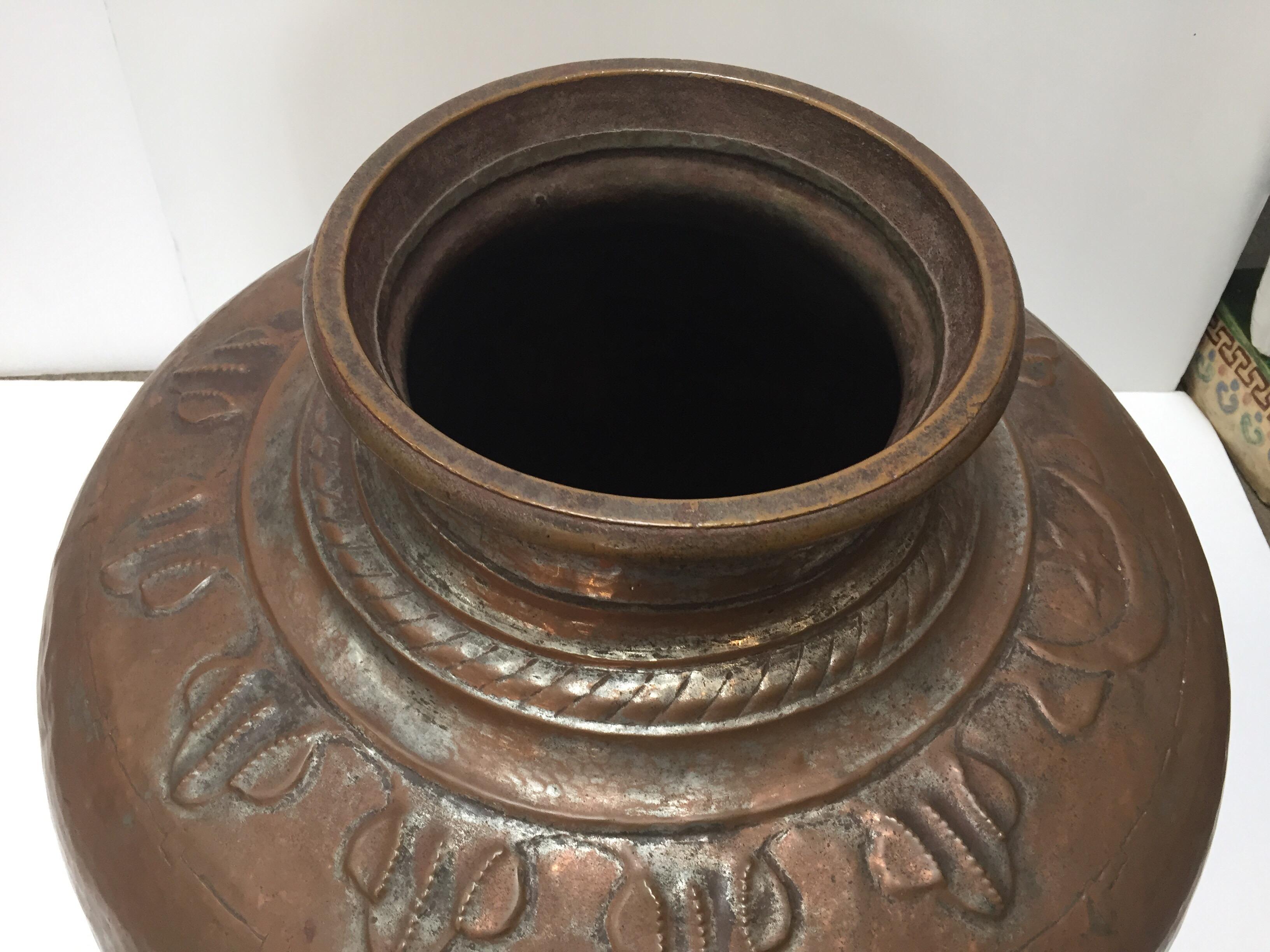 Hand-Crafted Large Anglo Indian Handcrafted Tinned Copper Planter