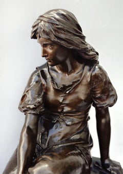 Große Bronzeskulptur "Mignon" von Eugène Aizelin, 1880