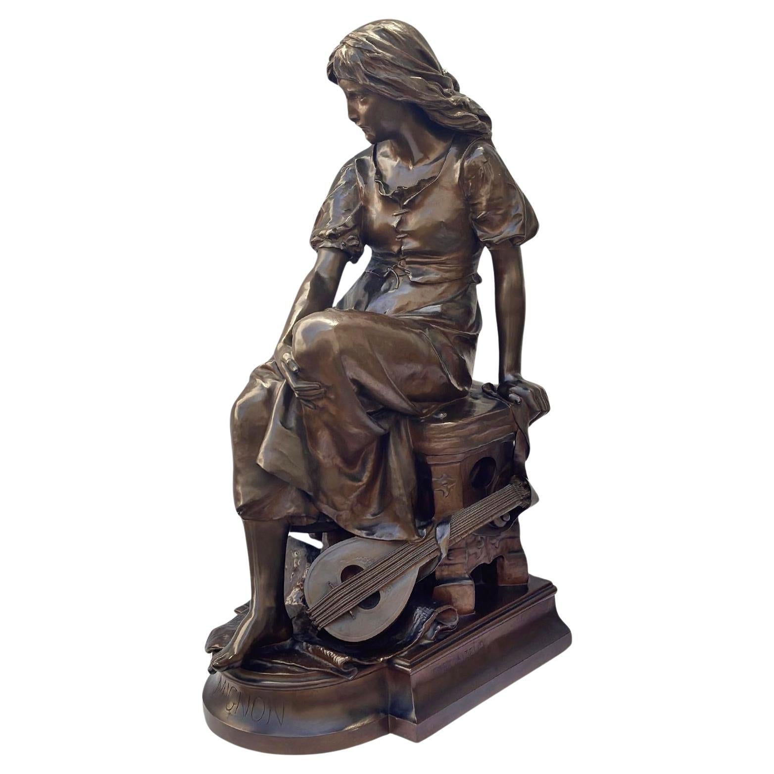 Large "Mignon" Bronze Sculpture by Eugène Aizelin, 1880