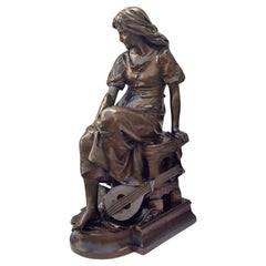 Used Large "Mignon" Bronze Sculpture by Eugène Aizelin, 1880