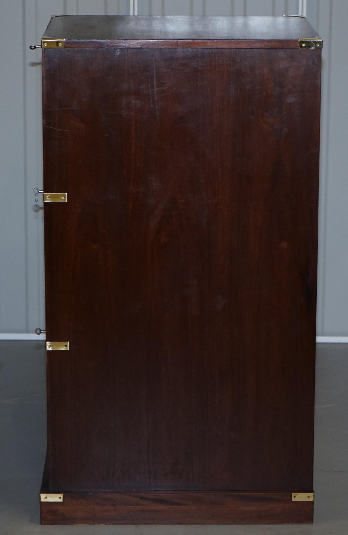 Large Military Campaign Three Drawer Filing Cabinet Mahogany Satinwood Lined 2