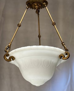 Large Milk Glass Bowl Light, Victorian