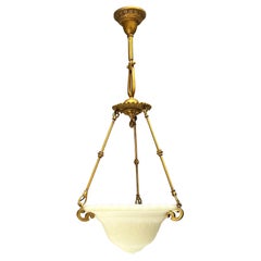 Large Milk Glass Bowl Light, Victorian