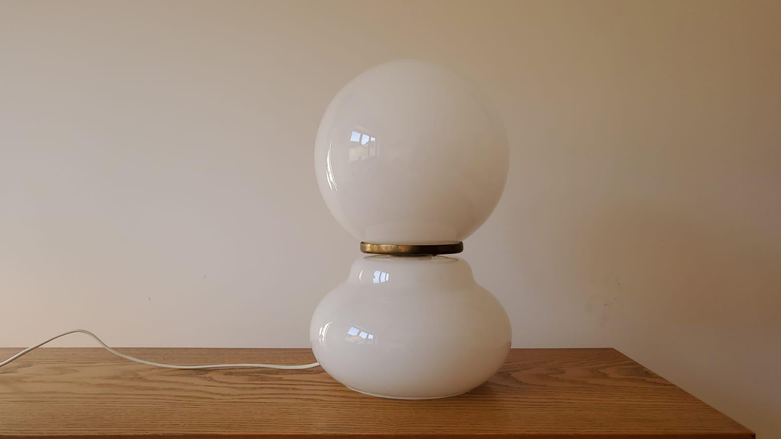 Large Milk Glass Table Lamp, 1970s 4