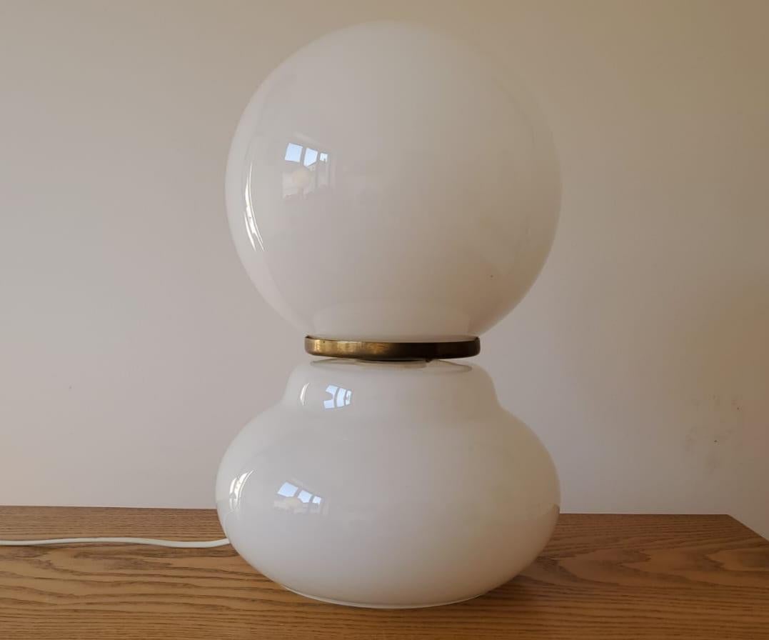 Grande lampe de bureau en verre dépoli, années 1970 en vente 5