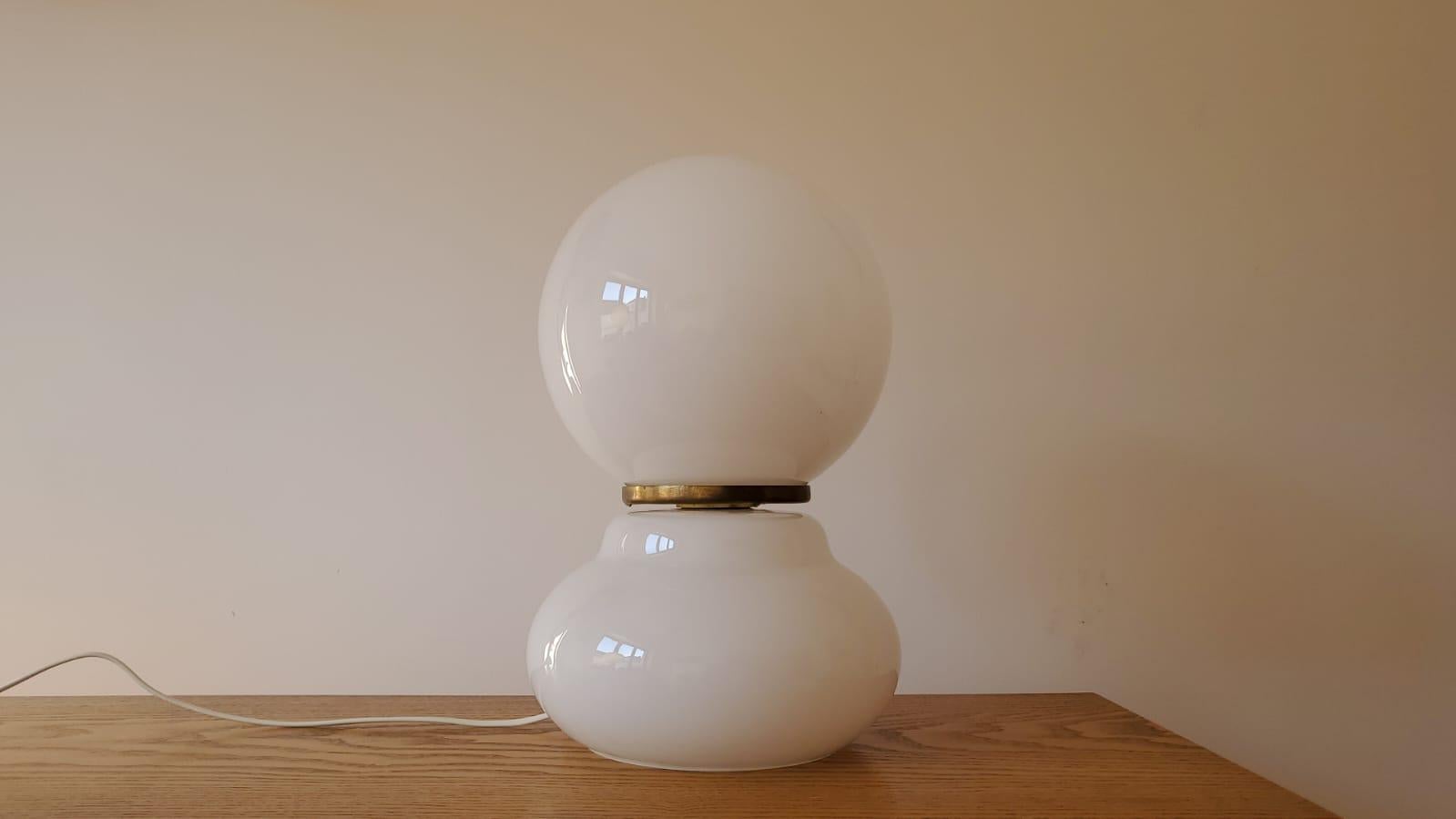 Large Milk Glass Table Lamp, 1970s For Sale 1