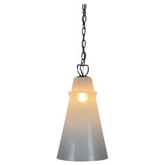 Grand pendentif en verre de Murano laiteux