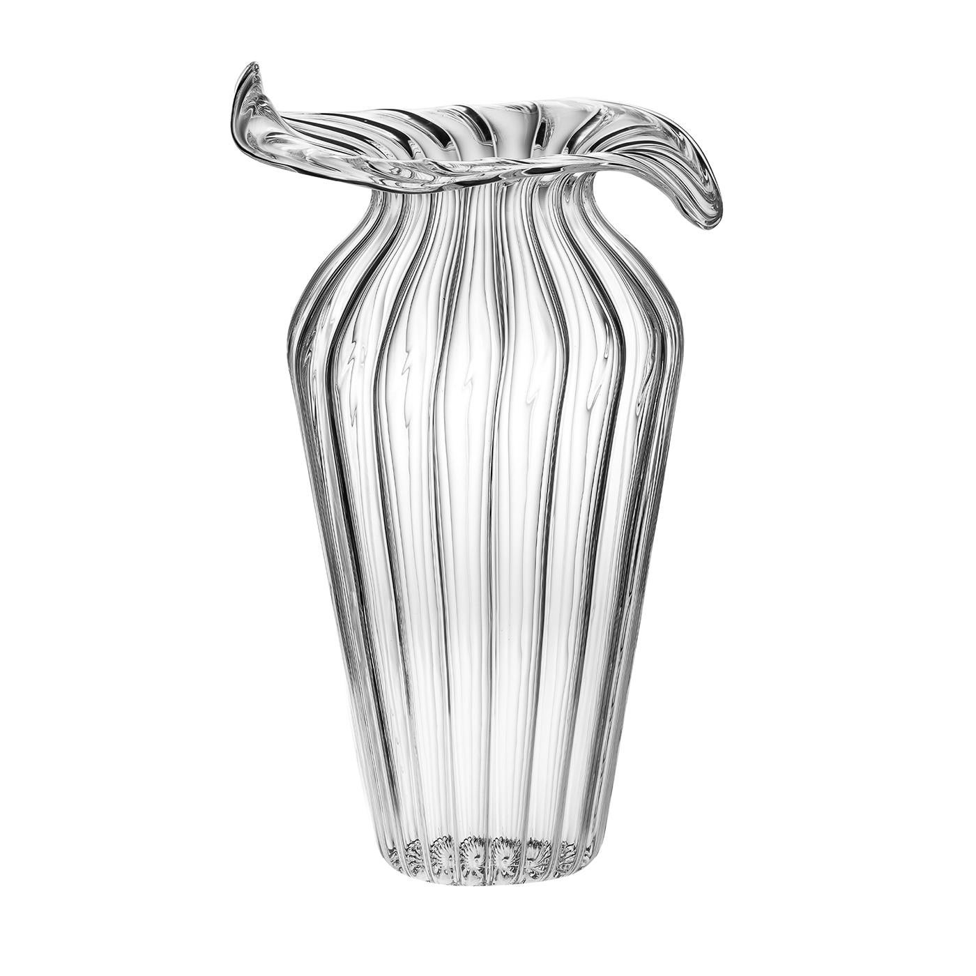 Large Millerighe Clear Glass Vase by Casarialto in vendita 1