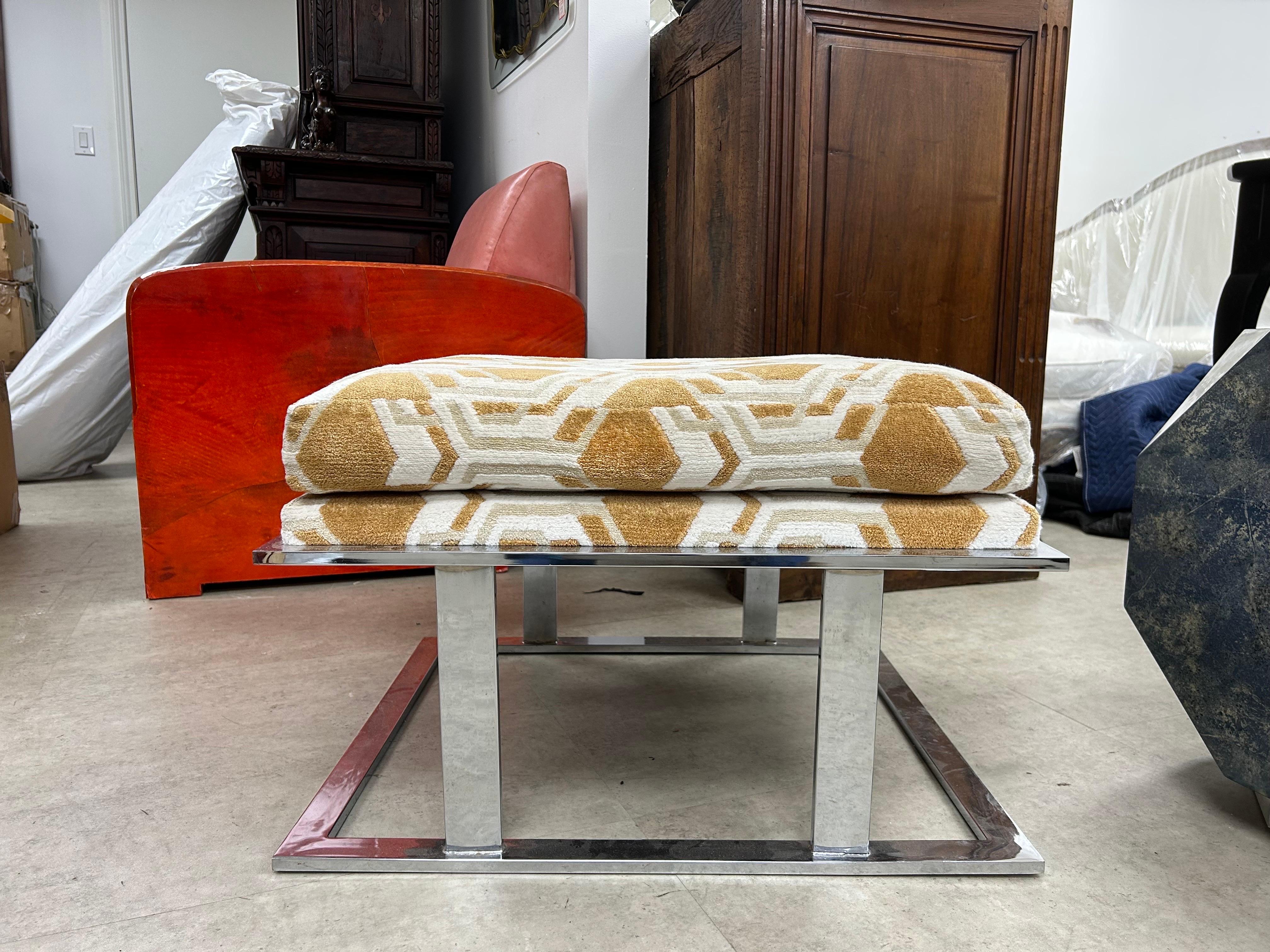 Large Milo Baughman For Thayer Coggin Chrome Ottoman For Sale 7