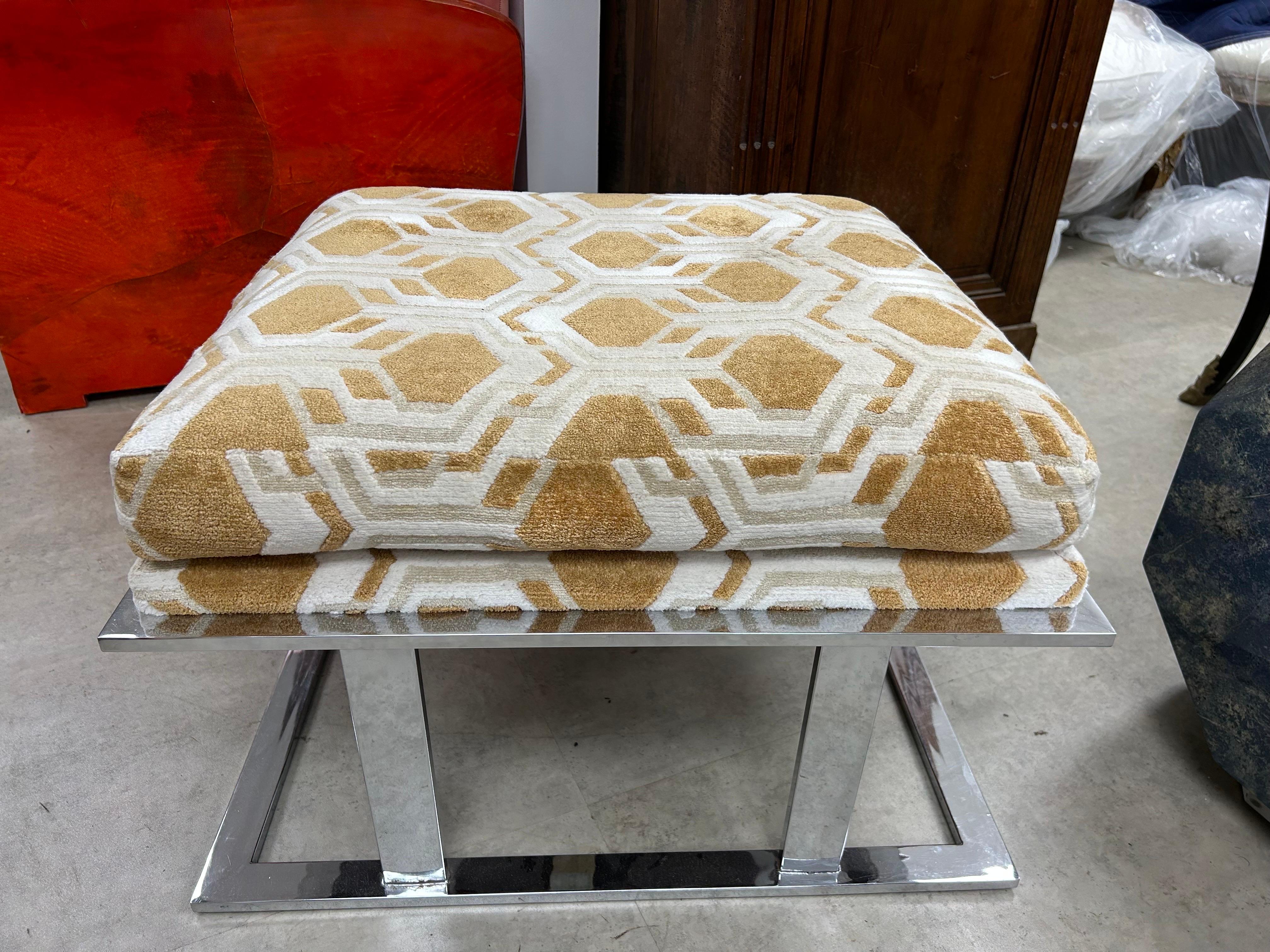 Large Milo Baughman For Thayer Coggin Chrome Ottoman For Sale 9