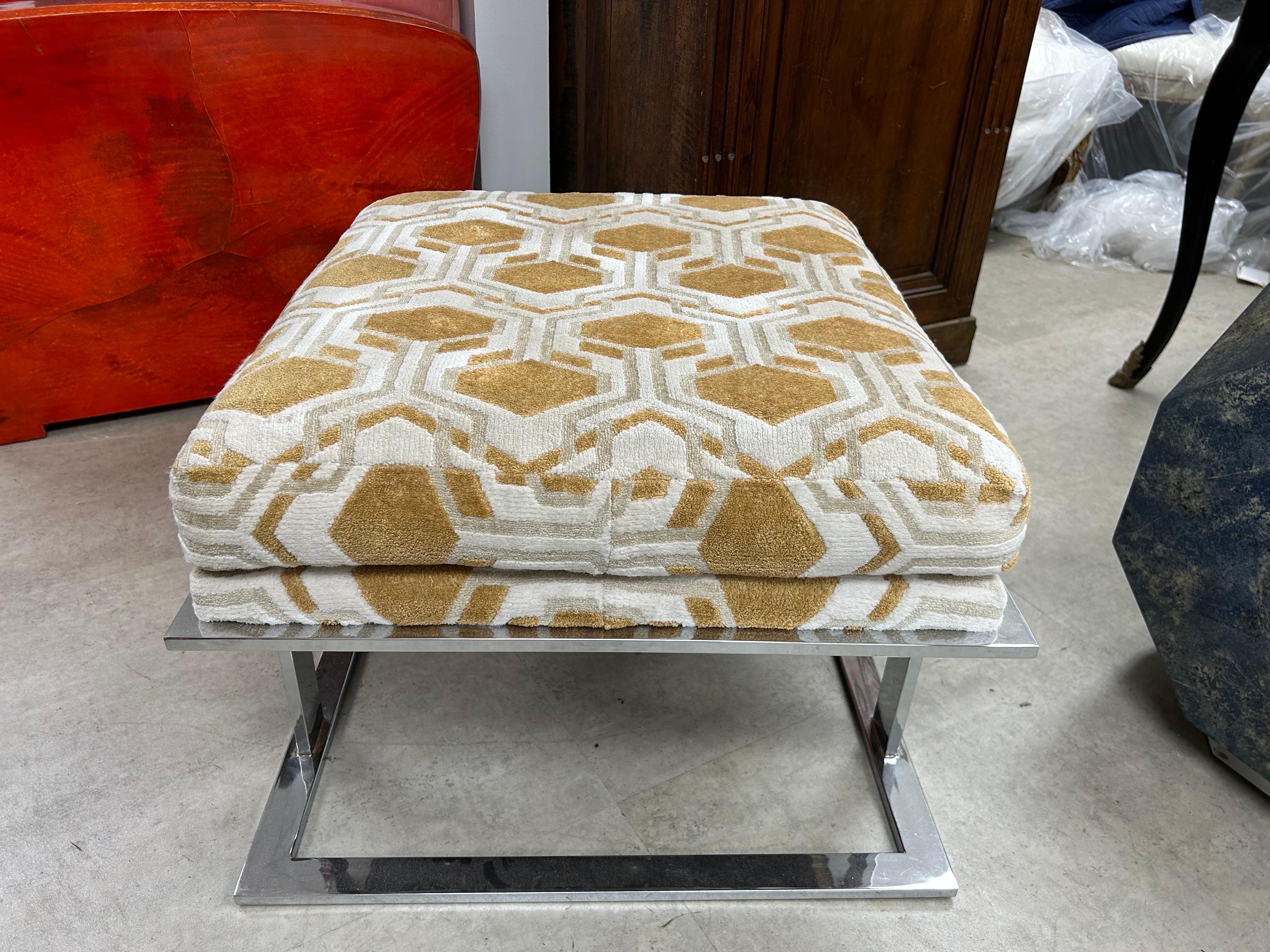 Large Milo Baughman For Thayer Coggin Chrome Ottoman For Sale 10